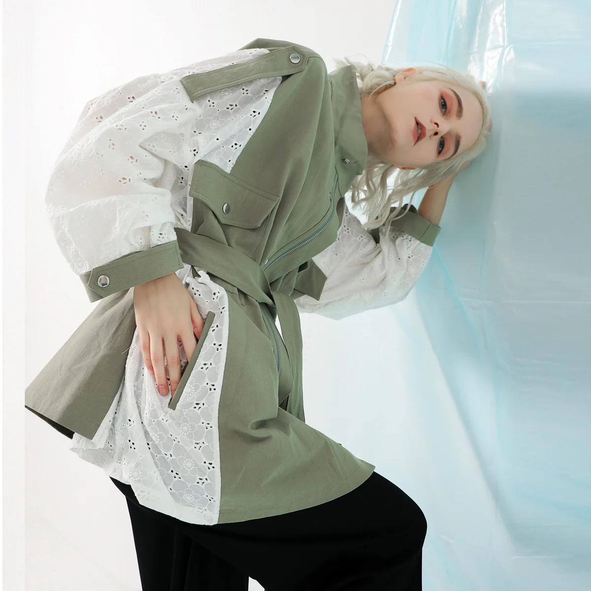 Женская хлопковая куртка с кружевом Повседневная осенняя в европейском стиле 2019