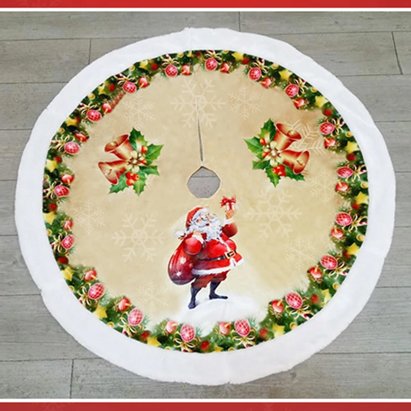 1Pcs Reindeer Christmas Tree Skirts Fur Carpet Xmas Decoration New Year Home Decor Event Party Tree Skirts