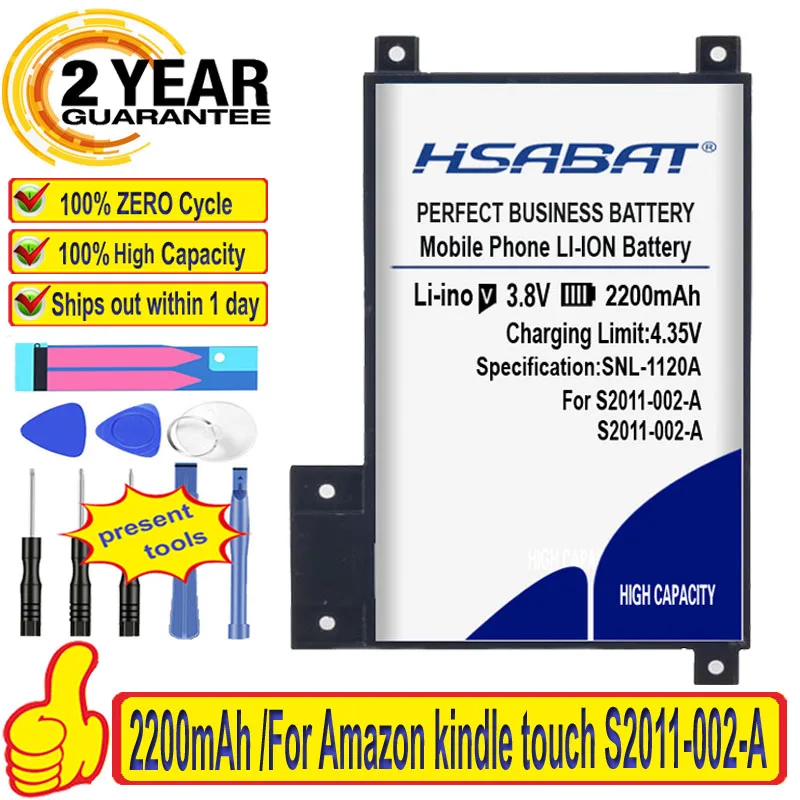 Аккумулятор HSABAT для Amazon kindle touch 100% оригинал 2200 мА · ч батарея S2011-002-A DR-A014 D01200 |