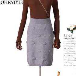 Ohryiyie 2019 новая осенне-зимняя облегающая мини-юбка женская модная трикотажная юбка в горошек Faldas Jupe Femme юбка-клёш