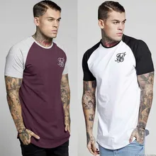 Высокое качество хлопок Sik шелк вышитые футболки мужские повседневные Хип-хоп нерегулярные сшивание с коротким рукавом футболки