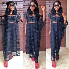 ZJFZML, черное Сетчатое лоскутное длинное платье, летнее, круглый вырез, короткий рукав, просвечивающее платье, повседневное, женское, свободное, размера плюс, макси платье