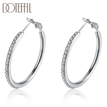

DOTEFFIL 925 Sterling Silver/Rose Gold AAA Zircon Big Circle Earrings Women Charm Gift Fashion Charm Party Wedding Jewelry