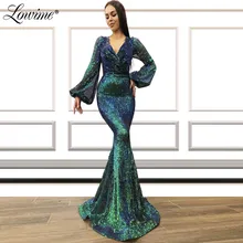 Зеленые шикарные великолепные вечерние наряды Русалка Длинные рукава v-образный вырез арабские женские Вечерние Платья Vestidos De Fiesta De Noche