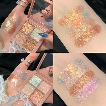 

4 Color Pink Makeup Eyeshadow Pallete Makeup Brushes Shimmer matte metal Eye Shadow Palette Make Up Palette