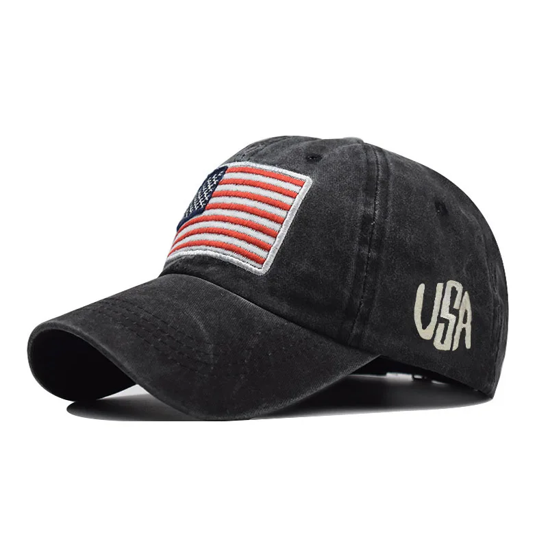 

Popular Hat Antique Finish Via Rinsing Lettered Baseball Cap Classic Flag of the United States Pure Cotton Hat