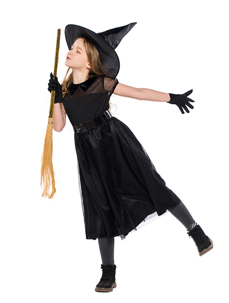 Элегантный костюм злой ведьмы на Хэллоуин для девочек; карнавальный детский маскарадный костюм для костюмированной вечеринки; нарядное