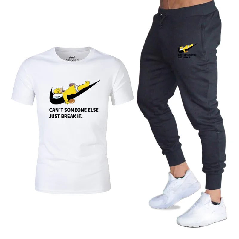 

Men's suit T-shirt + pants two-piece casual sportswear men's new fashion printing suit sportswear gym fitness trousers