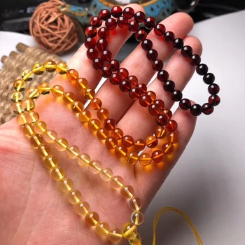 

Certificate Natural Amber Bloold Red Yellow Gold Amber Bracelet 6.2mm 108 Prayer Round Beads Women Men Love Gift Crystal AAAAA