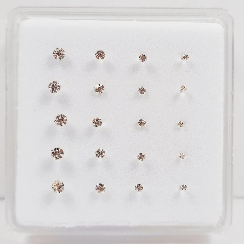 925 Sterlin Silver 18ct Gold Polish Nose Stud 3mm Marquise Clear
