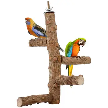 

Bird Perch Nature Wood Stand for 3-4pcs Small Parrots
