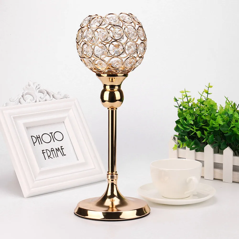 Crystal Tealight Candle Holders Metal Glass Candlesticks Stand Wedding Table Centerpieces Party Holiday Home Decoration F807 | Дом и сад