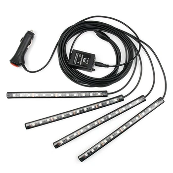 

Car LED Strips Interior Floor Atmosphere Light Flexible RGB Phone APP RF Control LED Interior Lights 4PCS