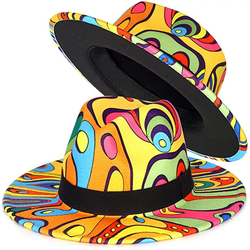 Trendy Colorful Trendy Fedora Hat Wide 