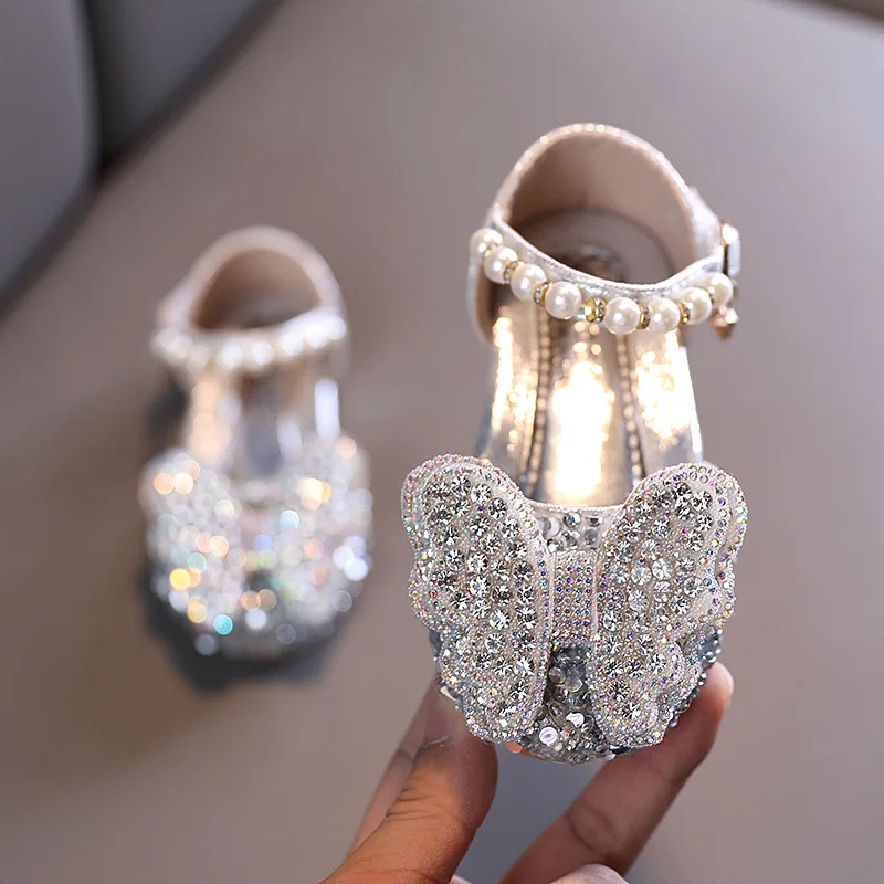 extra wide children's shoes 2021 Summer Children Princess Shoes Student Dance Shoes For Girls Sandals Kids Glitter Crystal Leather Shoes slippers for boy Children's Shoes