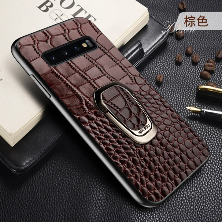 Dark Brown Роскошный чехол из натуральной кожи Crocodilo Telefone movel для samsung galaxy A50 A70 A40 A20 Note 8 9 10 S8 S9 S10 plus чехол для телефона - Color: Dark Brown