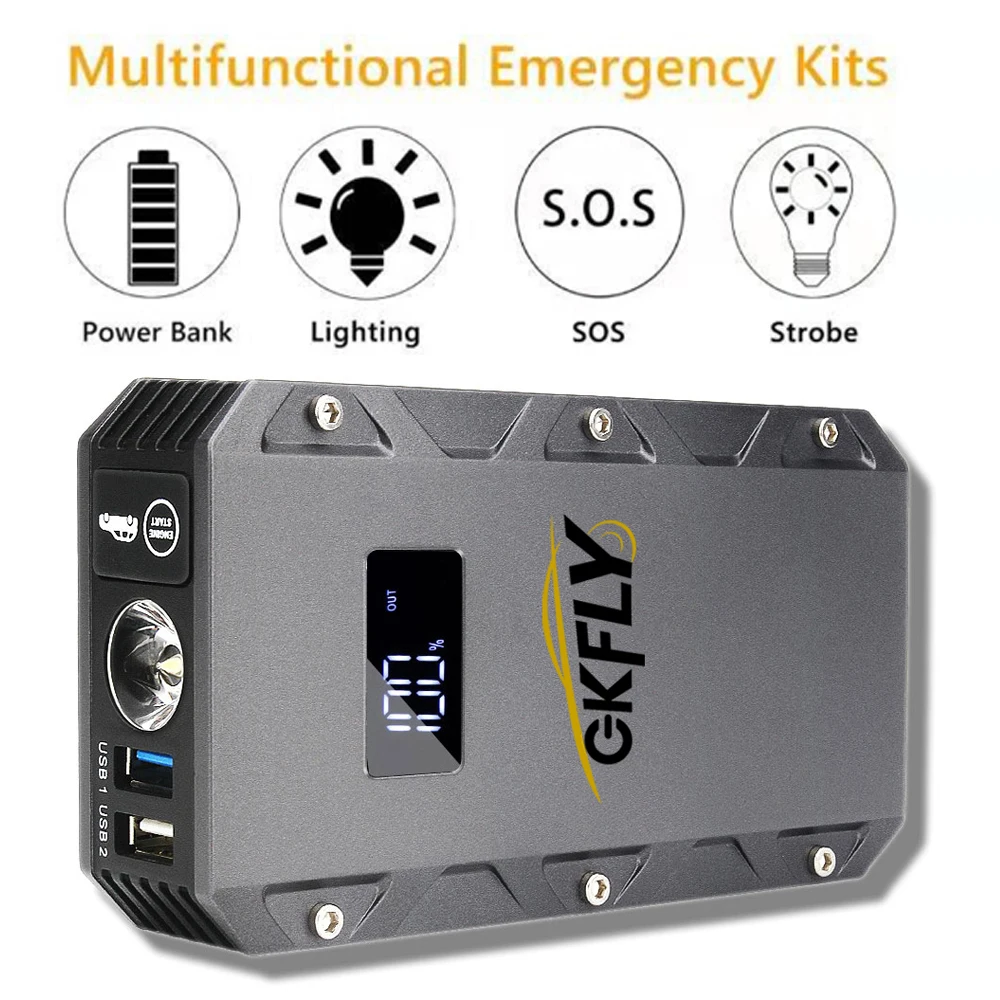 GKFLY Car Jump Starter 18000mAh 1500A 12V Output Portable Emergency Car Starter Power Bank Booster Starting Device