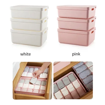 

10/15 Grids Storage Basket Wardrobe Organizer Women Men Storage Box For Socks Underwear Plastic Container Makeup Organizer