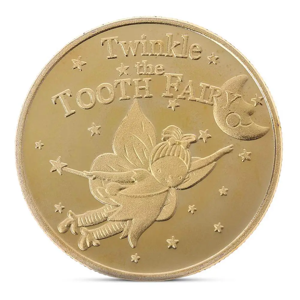 Moneda conmemorativa con diseño de Hada de los dientes para niños, moneda conmemorativa chapada en oro, regalo creativo para niños, registro de crecimiento, moneda conmemorativa, 1 unidad