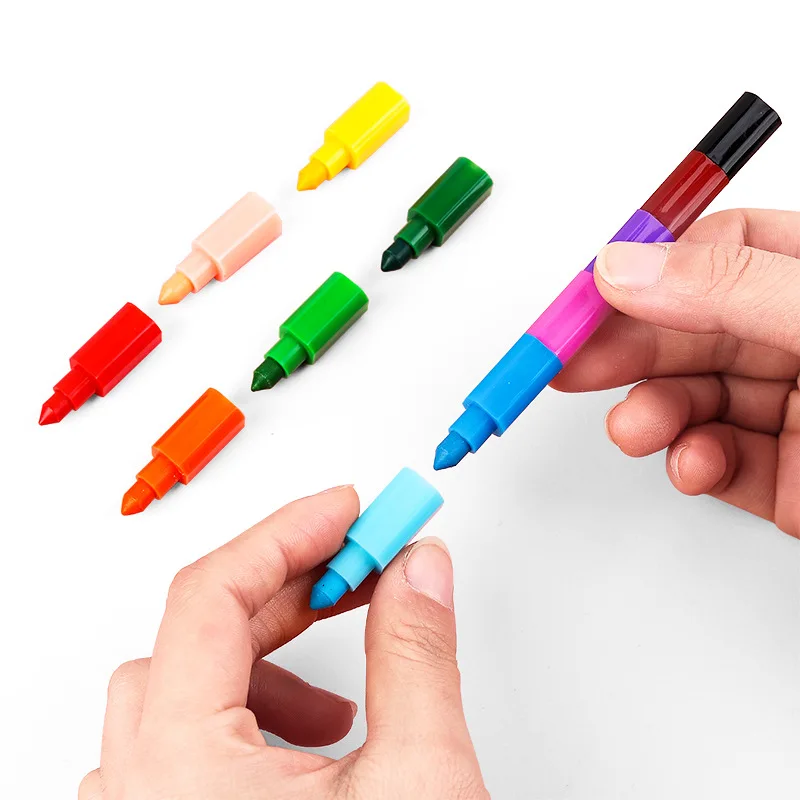 6Pcs 12colors DIY Replaceable Crayons Oil Pastel Creative Colored Pencil  Graffiti Pen For Kids Painting Drawing Cute Stationery