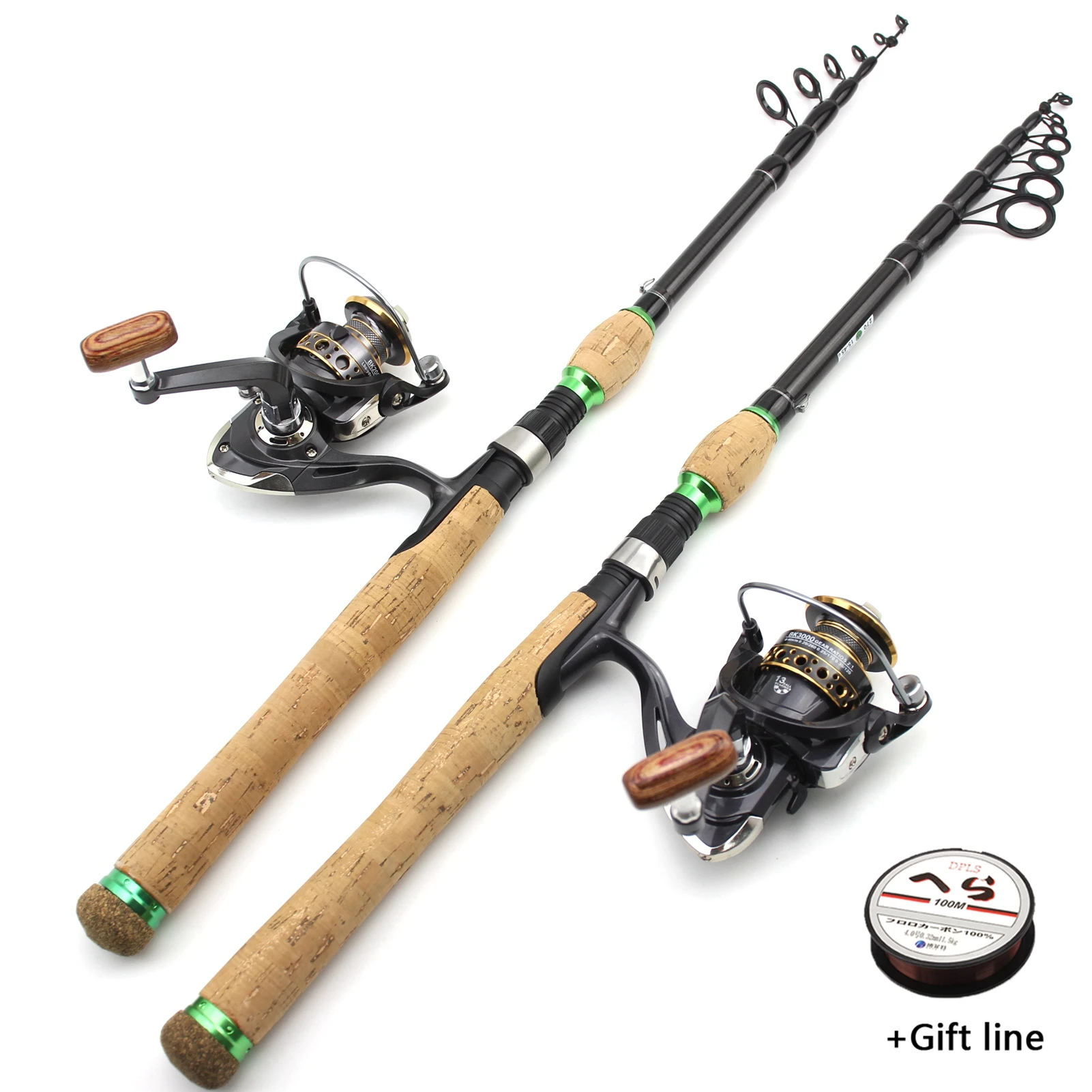 1.8M 2.1M 2.4 M2.7M carbon telescopic fishing rod cork handle lure