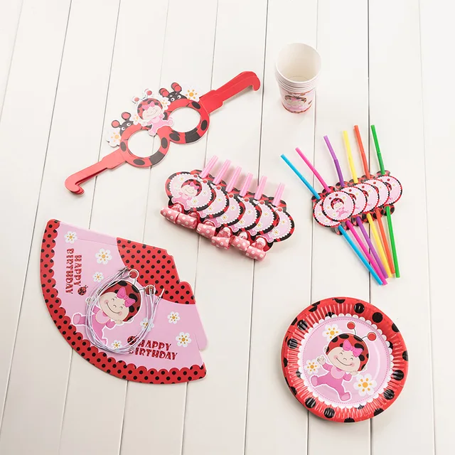 36pcs Set Ladybug Baby Theme Girls Birthday Baby Shower Party