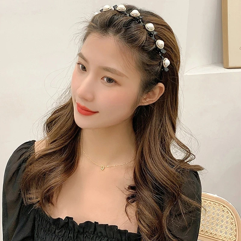 Non-slip Alice Hairband Rhinestone Headband Women Hair Bands Hoop Claws  Clips Double Bangs Hairstyle Hairpin Hair Accessories - Headband -  AliExpress