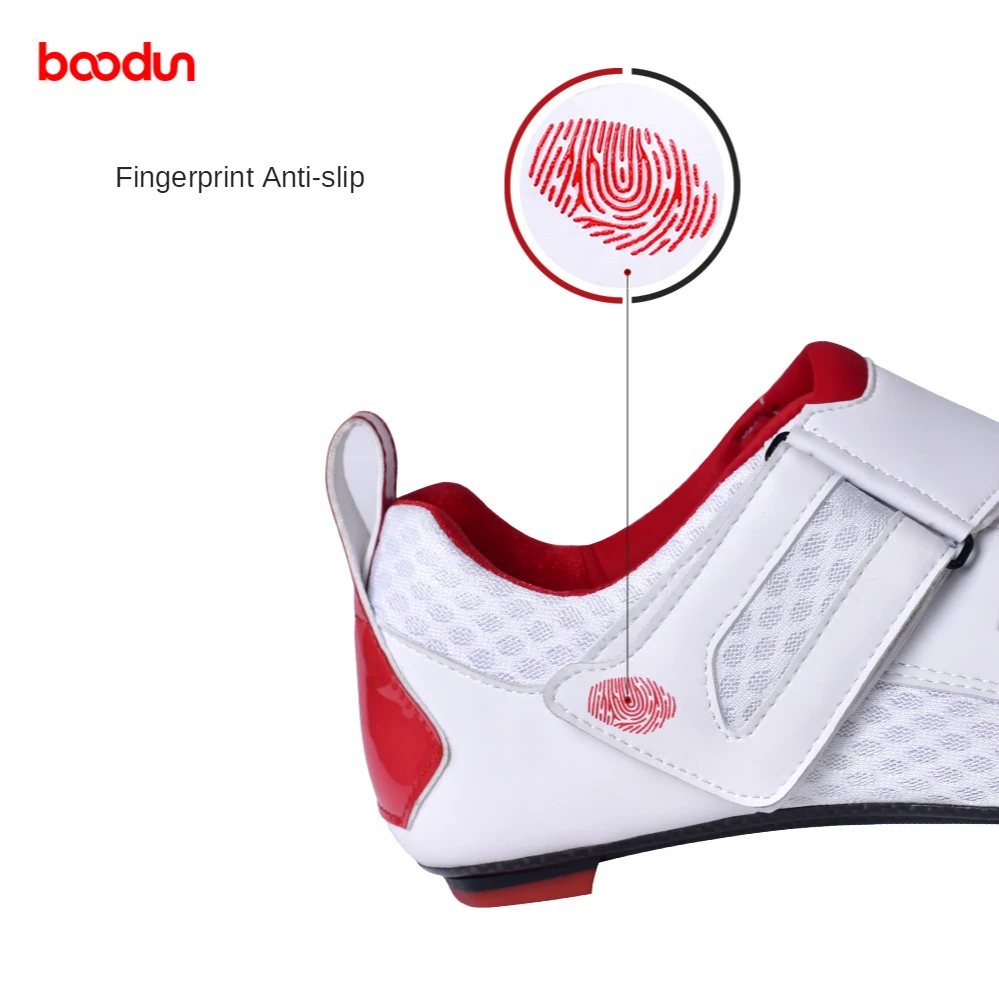 Boodun Men Cycling Shoes Carbon Fiber Sole Road Bike Shoes Mesh Breathable Upper Triathlon Bicycle Racing Lock Cleat Cycle Shoes