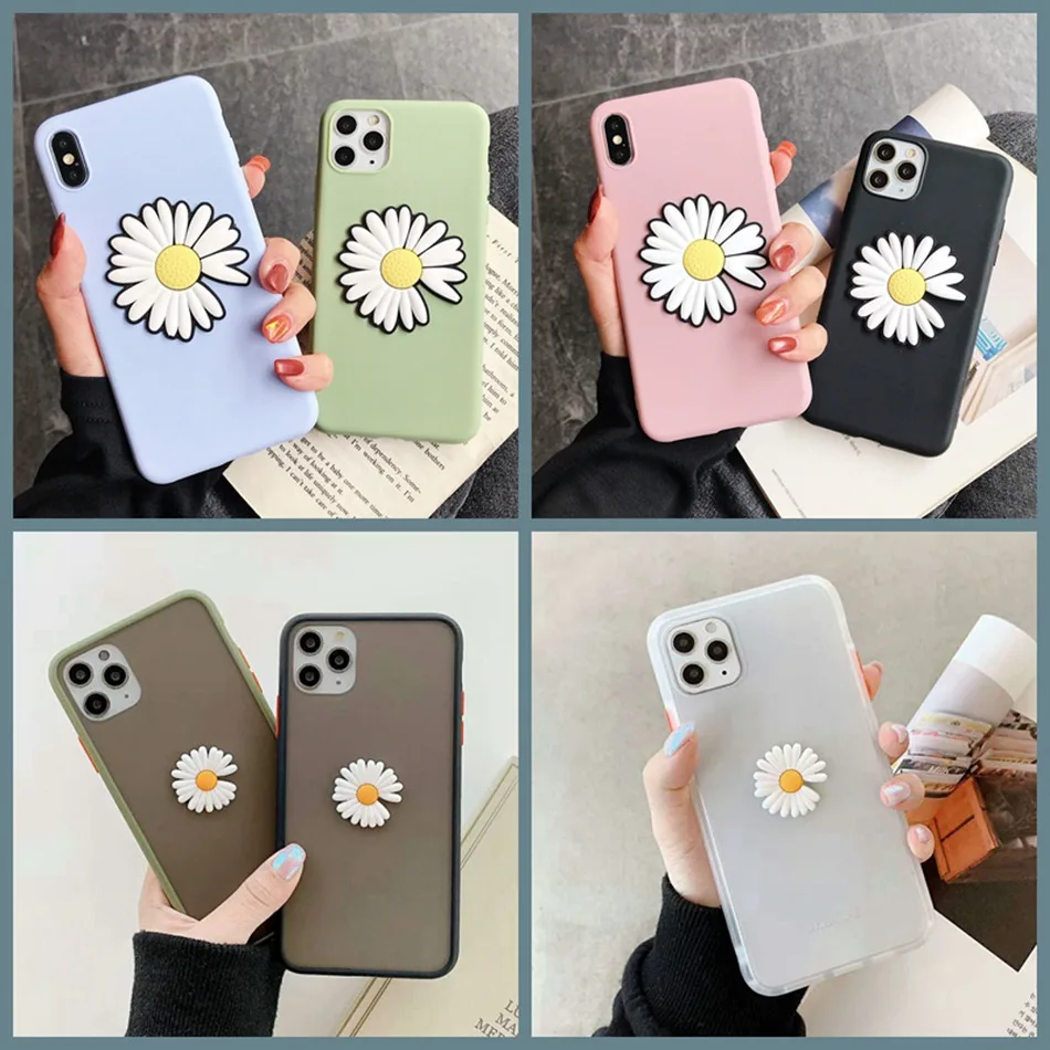 

For Oneplus 1+ 6 1+7 1+ 6T 1+7T Fashion Daisy Flower DIY Matte Cover For Oneplus 1+ 7 Pro 1+ 7T Pro Cute Shockproof Armor Coque