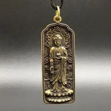 

Solid Copper Sakyamuni Buddha Brand Ornament Brass Tathagata Six Words True Words Square Brand Key Chain Pendant Buddha Statue F