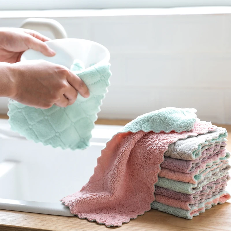 

2pc Super Absorbent Microfiber Kitchen Dish Cleaning Cloth Non-stick Oil Tableware Wipe Kitchen Cleaning Tools Gadgets Home
