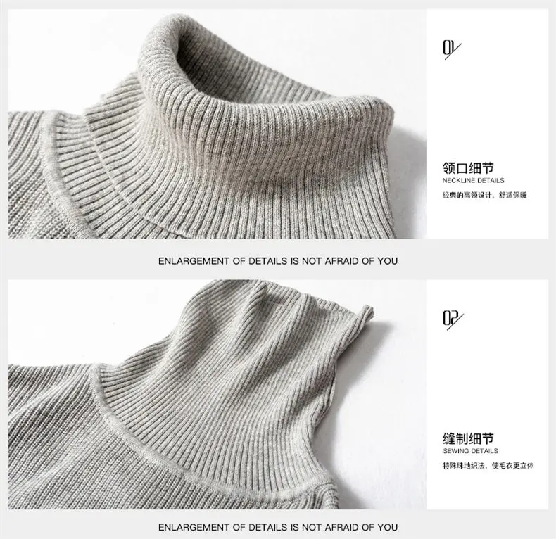 MuLS Sweater Men Pullovers High-Neck Cotton Turtleneck Sweater Jumpers Christmas Red Autumn Winter Thick Warm Male Knitwears DropShip 16