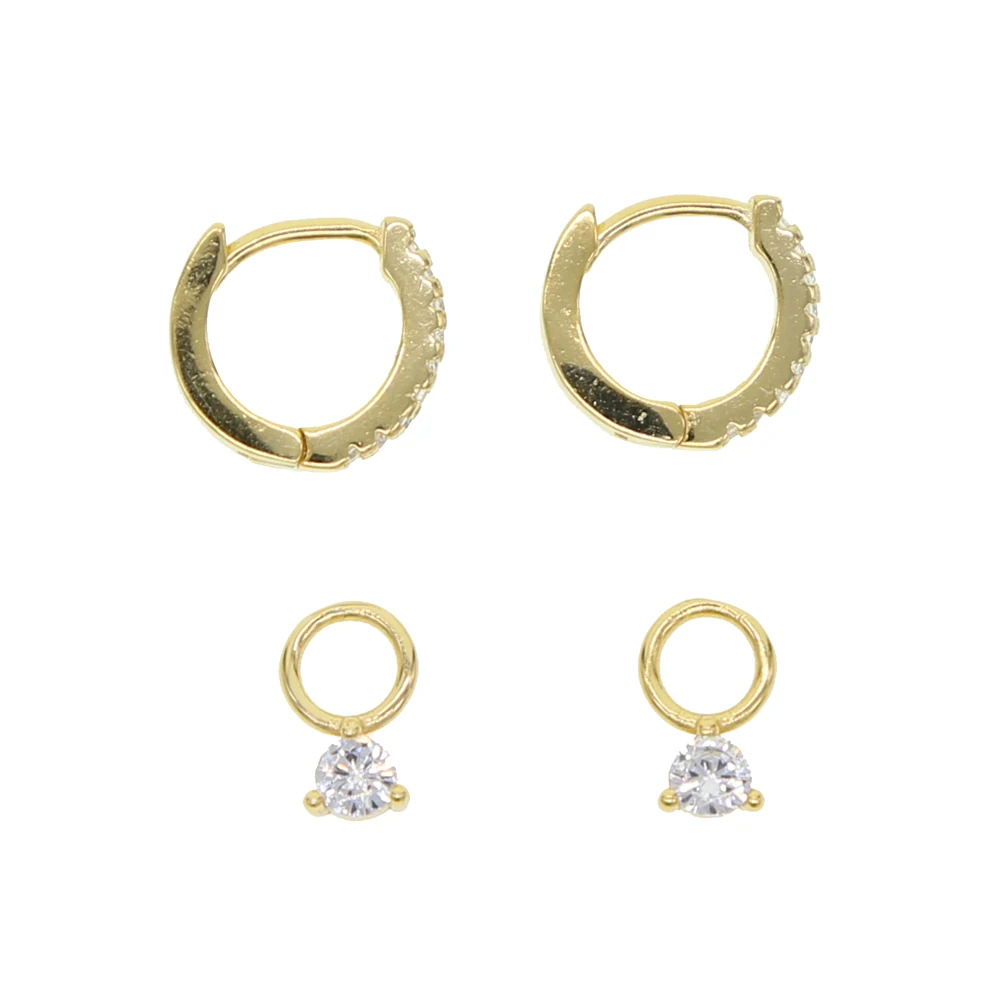 

100% 925 sterling silver charm pendant Hoop earring cz mini small hoops with lovely heart charm fashion jewelry