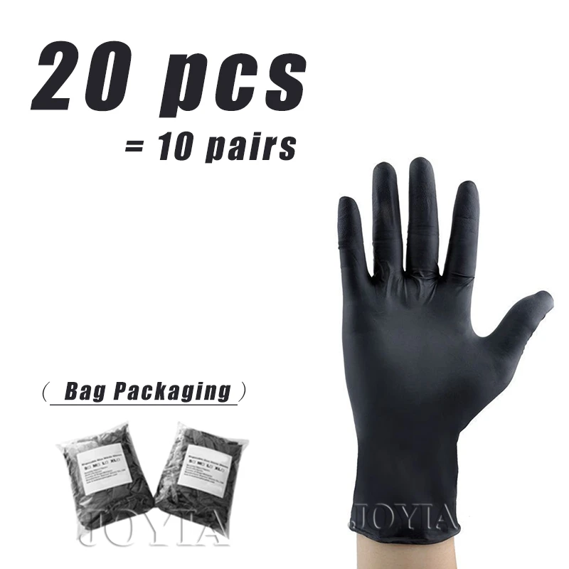 Versatile Black Disposable Gloves - Powder-Free Nitrile/Vinyl for Food Handling, 100/50/20 pcs, Multiple Sizes