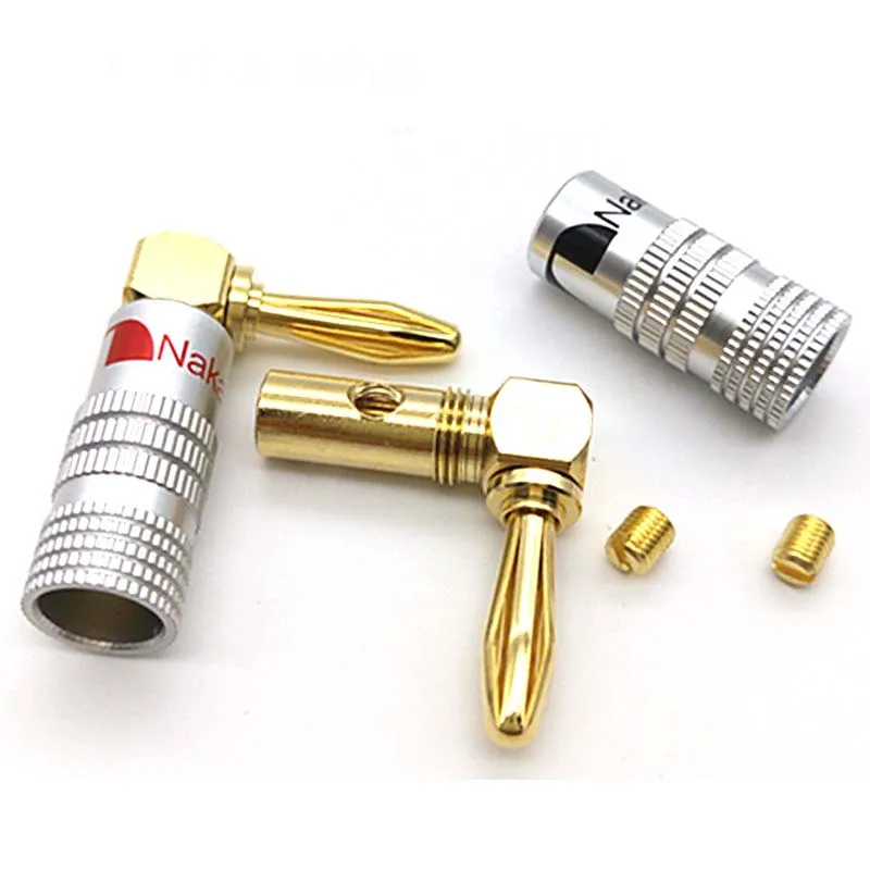 

8-50Pcs Nakamichi Right angle Banana Plugs Gold Plated Musical Speaker Wire Cable Connector 4mm For HiFi