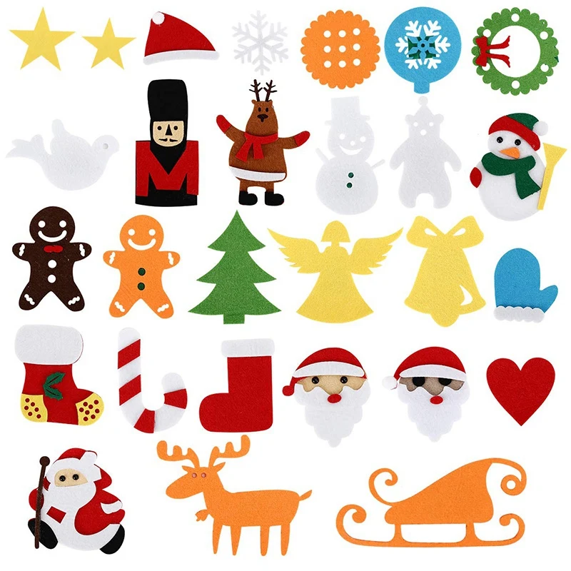 Felt Christmas Tree,DIY Christmas Tree 28 Pacs Wall Hanging Christmas Tree with Calendar Pocket Home Door Wall Decoration for Ki