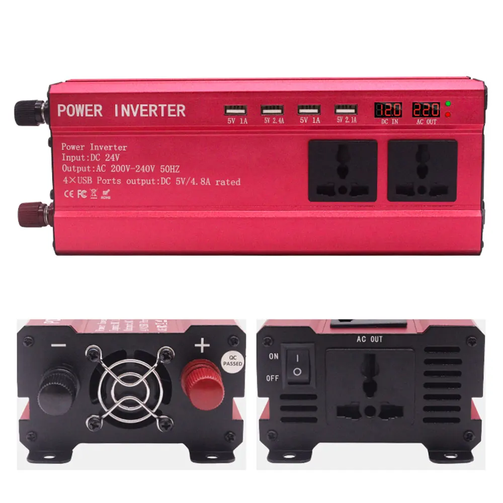 Vehemo автомобильный инвертор 4 USB DC 12 В к AC 220 В автомобильный инвертор анти-обратный защитный адаптер Премиум