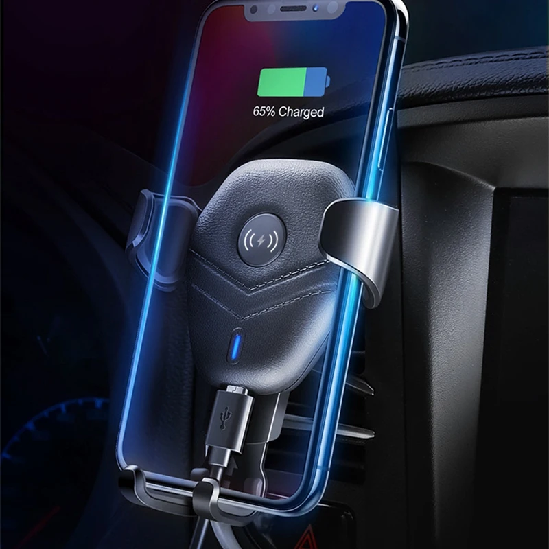 Qi автомобильное беспроводное зарядное устройство для Iphone Xs Xr X 8 10 Вт быстрая Беспроводная зарядка для samsung Galaxy S9 S8 Автомобильный держатель для телефона зарядное устройство