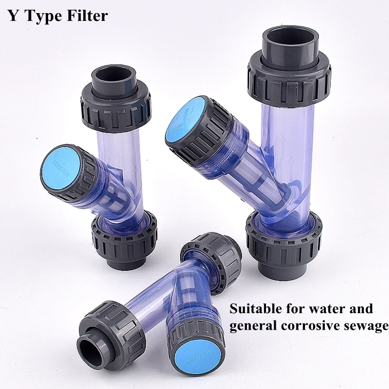 

1pc I.D 20~63mm UPVC Y-Type Filter Aquarium Fish Tank Pipe Connector Garden Watering Irrigation Water Tube Filters Joint Fitting