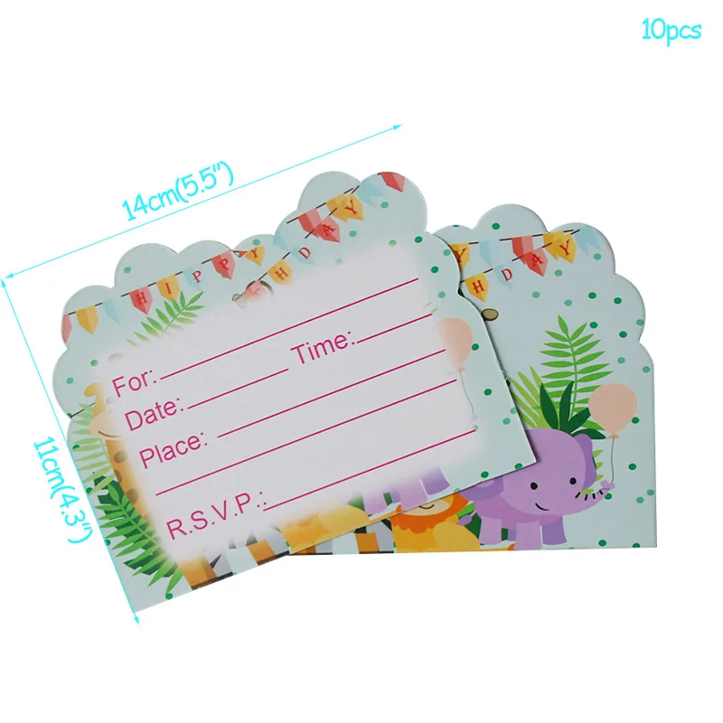 10pcs cards Joy-Enlife набор одноразовой посуды в виде животных из мультфильмов, тематика джунглей, вечерние баннеры в стиле сафари, зоопарк, декоративные тарелки, Детские сувениры на день рождение - Цвет: 10pcs cards