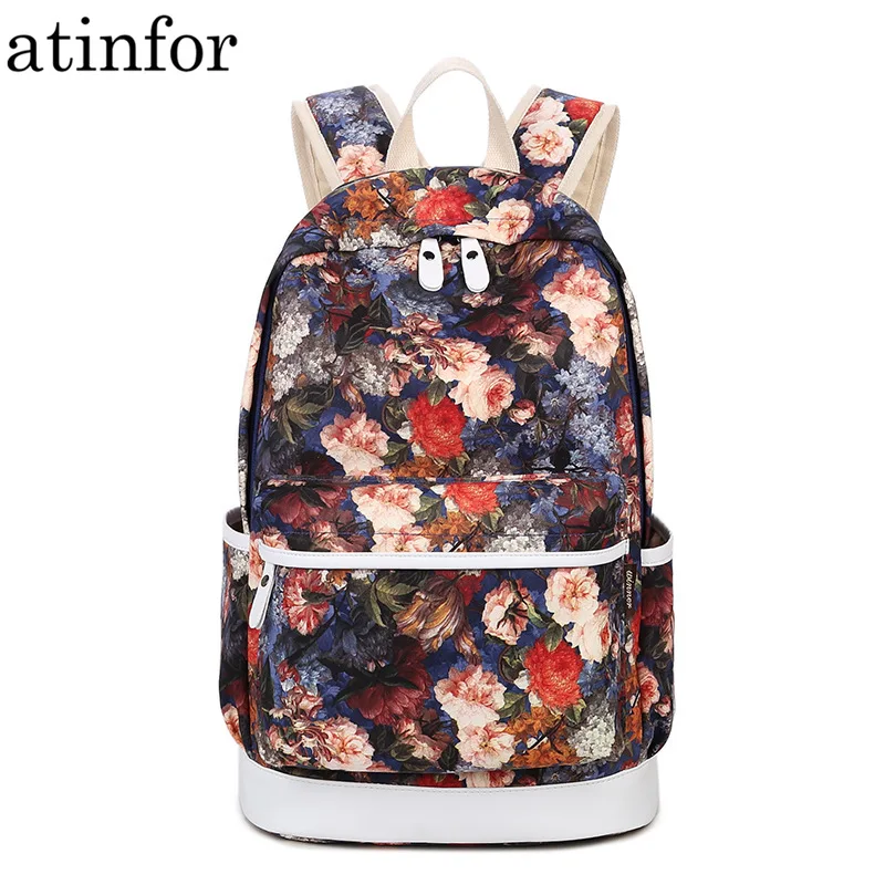 Женский водонепроницаемый холщовый рюкзак с цветочным принтом|backpack schoolbag|schoolbag for