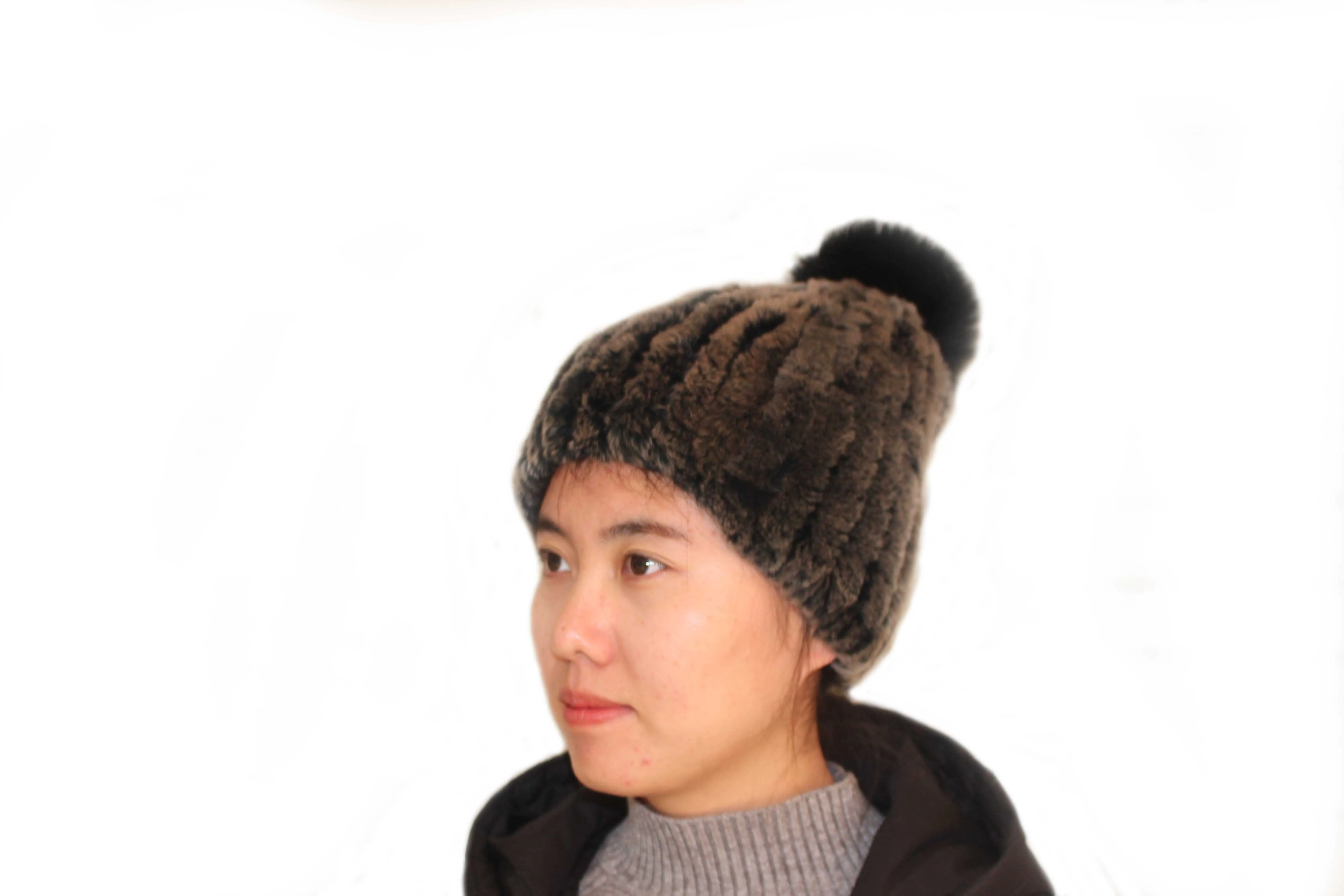 LinhaoshengyueFur hat, шапка из кроличьего меха, модная женская меховая шапка, Зимняя женская шапка, женская