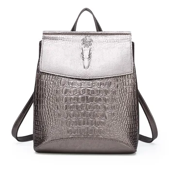

fashion women backpack high quality split leather crossbody shoulder bag female crocodile print large multifunctional bag