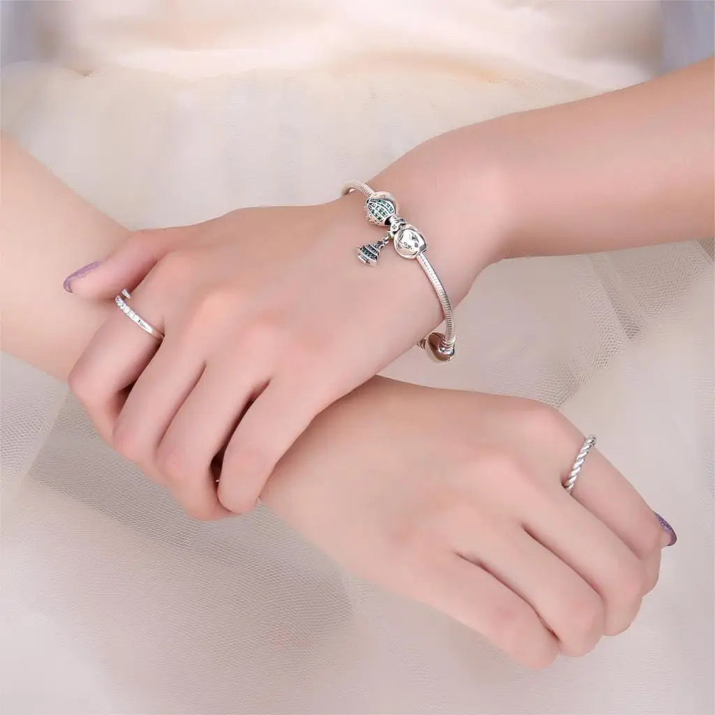 JewelryPalace время праздника Рождественская Елка зеленая 0.9ct кубического циркония 925 пробы Серебряная очарование бусы для Для женщин Новая горячая распродажа