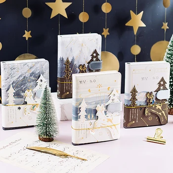 

Cute Kawaii DIY Agenda Planner Journal Hardcover Pu Leather Gold Notepad Monthly Day Plan Office School Supplies Gift D40