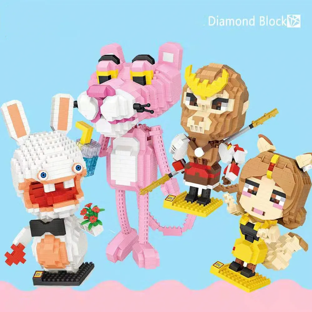 

Animal Anime Action Figure DIY Mini Building Diamond Small Blocks Rabbit/cattle Diy Educational Toys for Children Gift