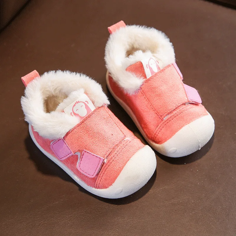 Г. Зимние ботинки для малышей утолщенные плюшевые зимние ботинки для мальчика и девочки с мягкой нескользящей подошвой, теплые детские ботинки - Цвет: B Pink