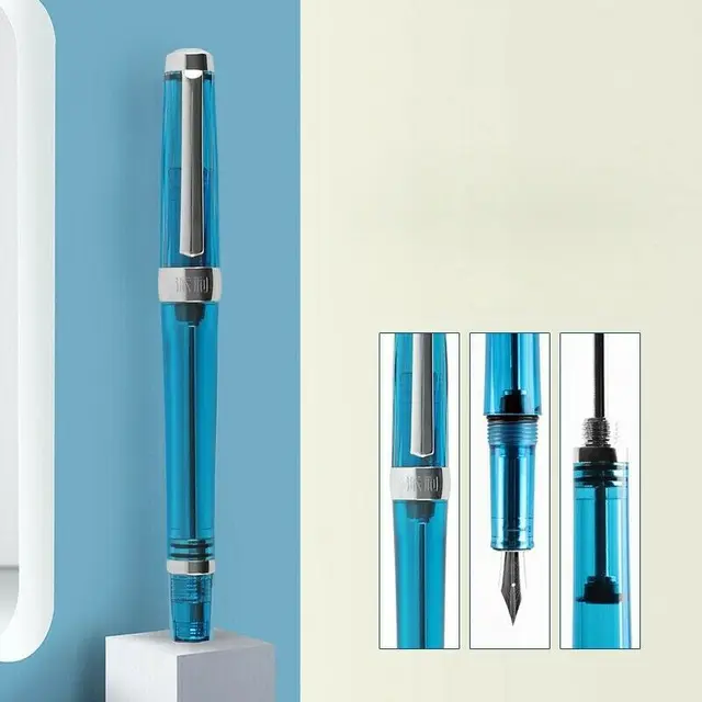 PAILI 013 Vacuum Fountain Pen Resin Transparent Quality EF/F Nib 