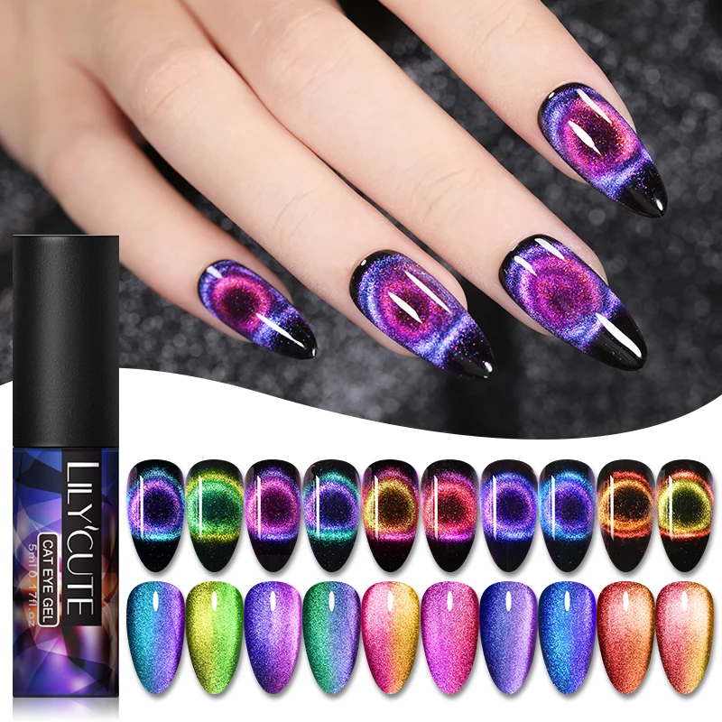 Lilycute 9d Sparkly Sky Magnetic Nail Gel Purple Blue Chameleon Cat Eye Nail Gel Polish Soak Off Uv Magnet Nail Art Gel 5ml Nail Gel Aliexpress