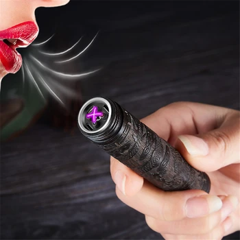 

Newest Air Blowing Electric Windproof Lighter Double ARC Engraving Sandalwood USB Lighter Gadgets For Men Chinese Retro Style